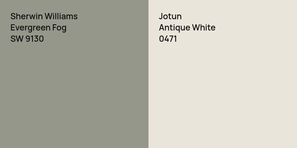 Sherwin Williams Evergreen Fog vs. Jotun Antique White