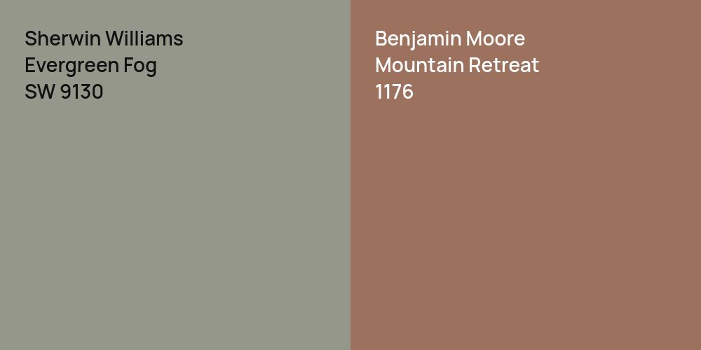 Sherwin Williams Evergreen Fog vs. Benjamin Moore Mountain Retreat