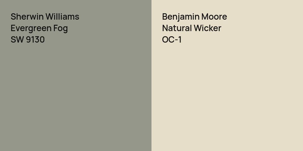 Sherwin Williams Evergreen Fog vs. Benjamin Moore Natural Wicker