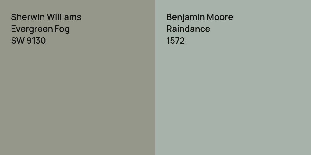 Sherwin Williams Evergreen Fog vs. Benjamin Moore Raindance