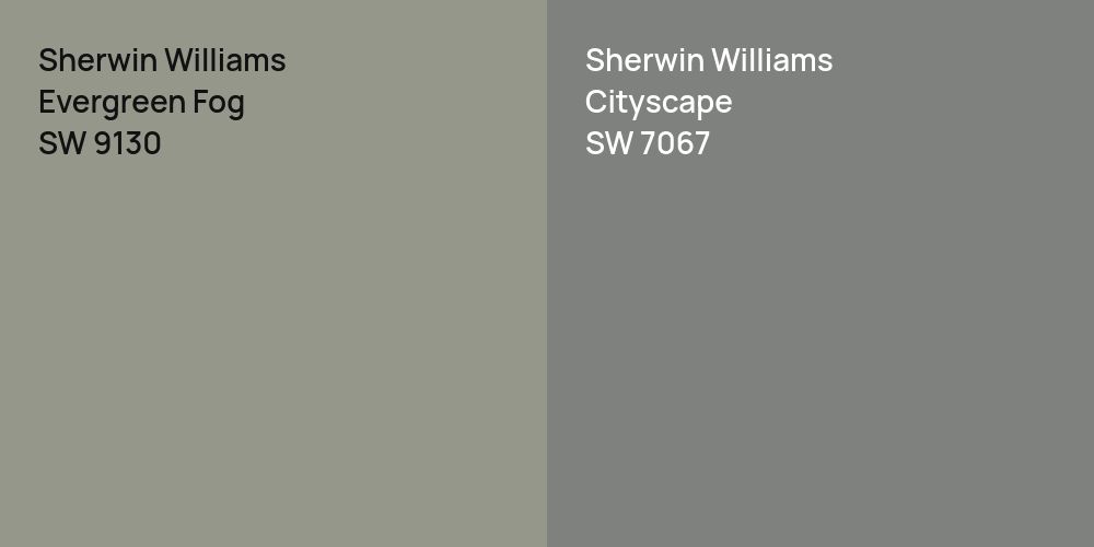 Sherwin Williams Evergreen Fog vs. Sherwin Williams Cityscape