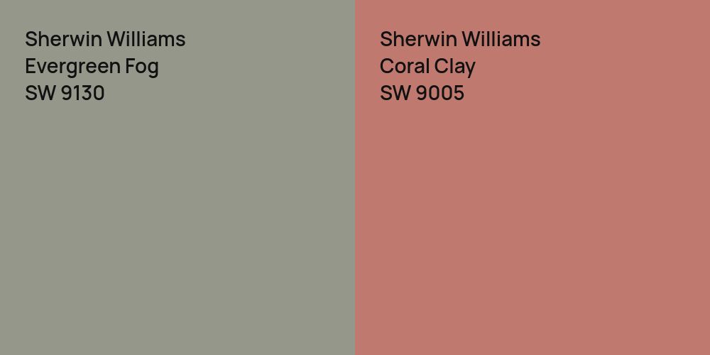 Sherwin Williams Evergreen Fog vs. Sherwin Williams Coral Clay