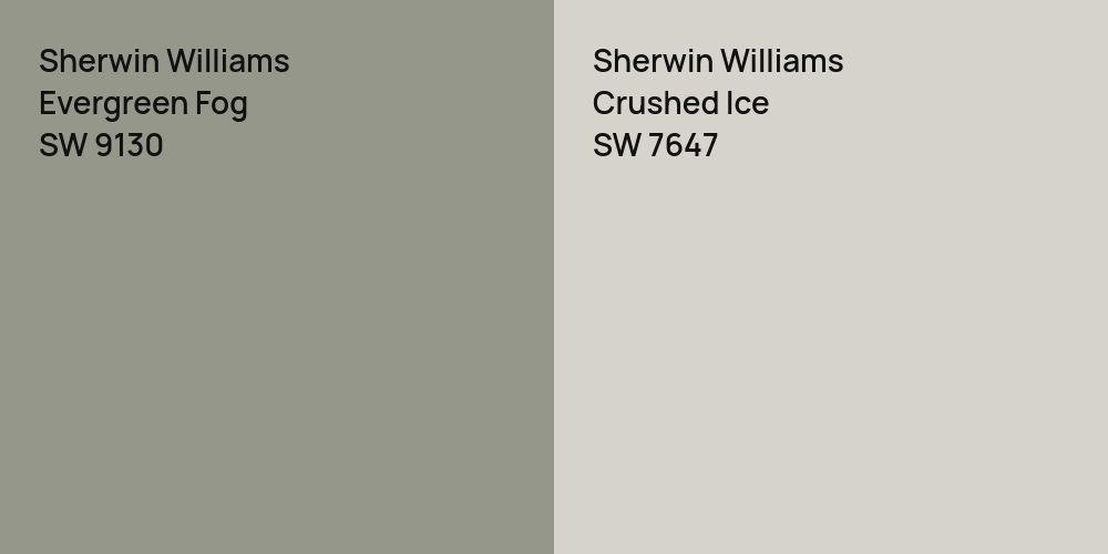 Sherwin Williams Evergreen Fog vs. Sherwin Williams Crushed Ice