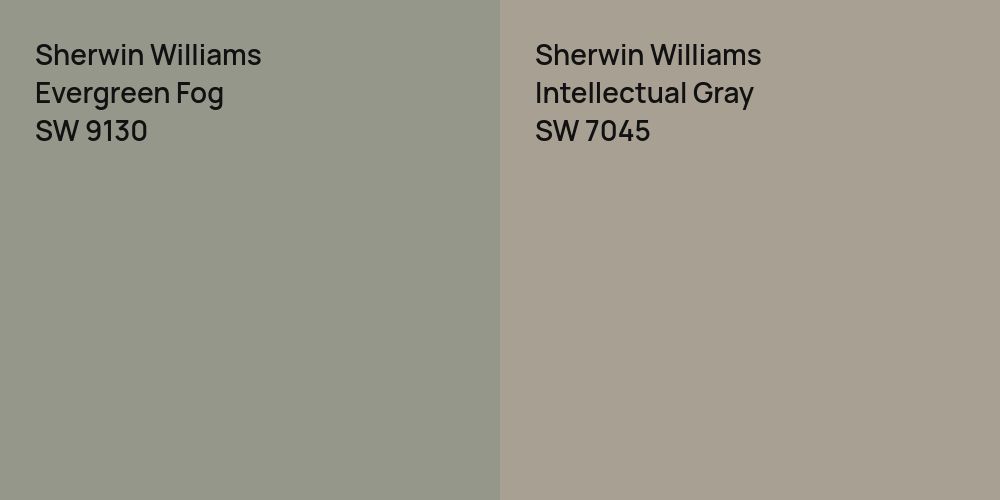 Sherwin Williams Evergreen Fog vs. Sherwin Williams Intellectual Gray