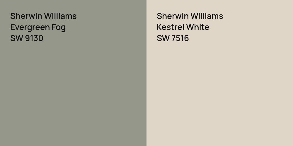 Sherwin Williams Evergreen Fog vs. Sherwin Williams Kestrel White