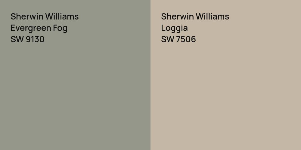 Sherwin Williams Evergreen Fog vs. Sherwin Williams Loggia