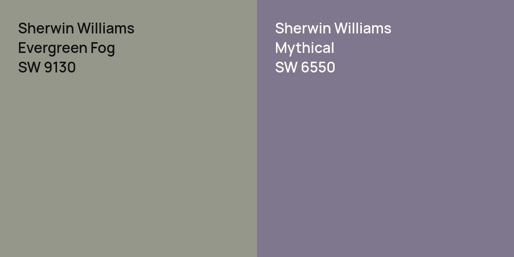 Sherwin Williams Evergreen Fog vs. Sherwin Williams Mythical