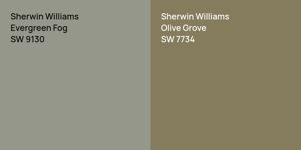 Sherwin Williams Evergreen Fog vs. Sherwin Williams Olive Grove