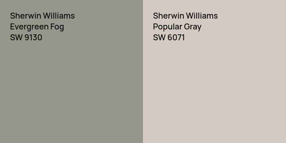 Sherwin Williams Evergreen Fog vs. Sherwin Williams Popular Gray