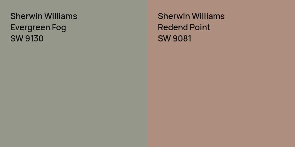 Sherwin Williams Evergreen Fog vs. Sherwin Williams Redend Point