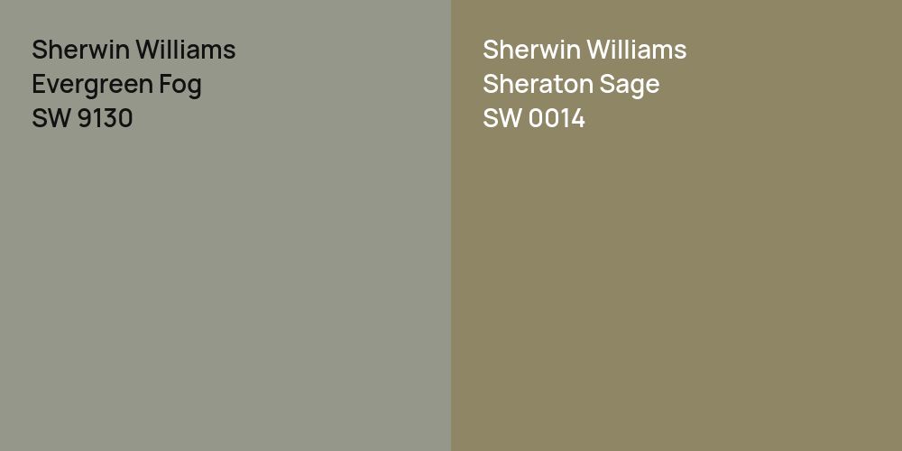 Sherwin Williams Evergreen Fog vs. Sherwin Williams Sheraton Sage