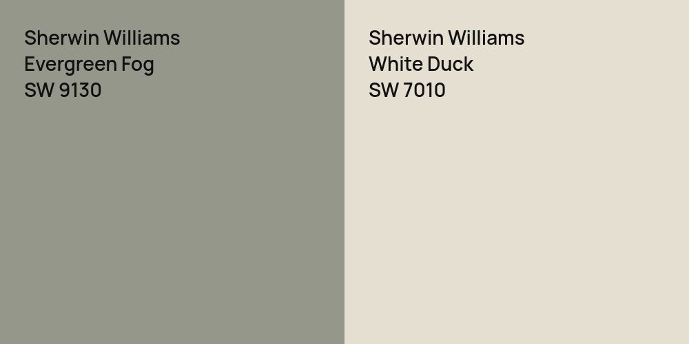 Sherwin Williams Evergreen Fog vs. Sherwin Williams White Duck