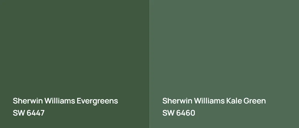 Sherwin Williams Evergreens SW 6447 vs Sherwin Williams Kale Green SW 6460