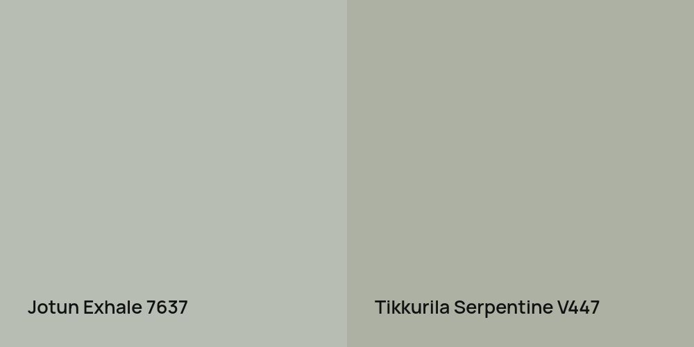 Jotun Exhale vs. Tikkurila Serpentine