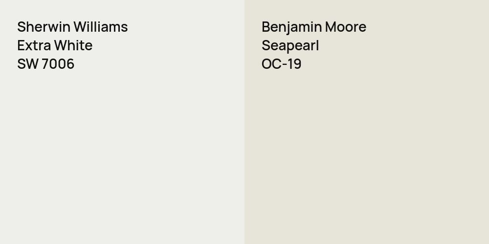 Sherwin Williams Extra White vs. Benjamin Moore Seapearl