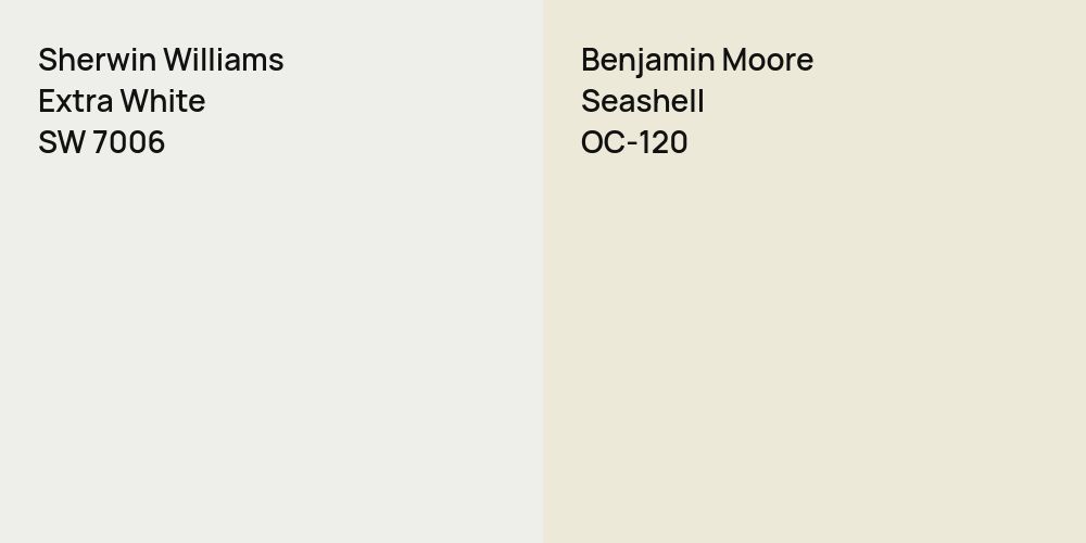 Sherwin Williams Extra White vs. Benjamin Moore Seashell