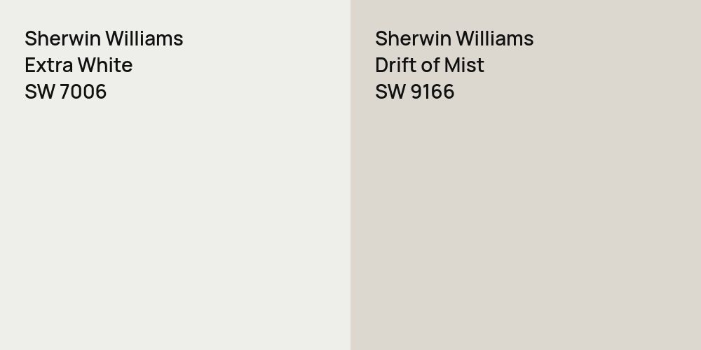 Sherwin Williams Extra White vs. Sherwin Williams Drift of Mist