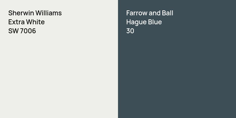 Sherwin Williams Extra White vs. Farrow and Ball Hague Blue