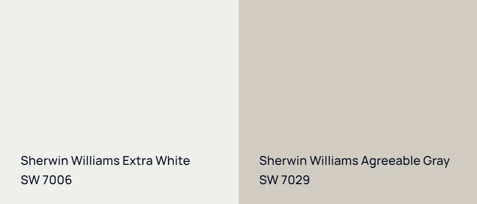 Sherwin Williams Extra White SW 7006 vs Sherwin Williams Agreeable Gray SW 7029