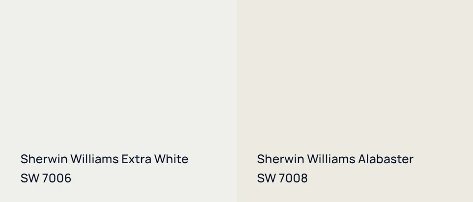 Sherwin Williams Extra White SW 7006 vs Sherwin Williams Alabaster SW 7008