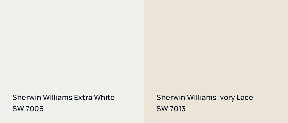 Sherwin Williams Extra White SW 7006 vs Sherwin Williams Ivory Lace SW 7013