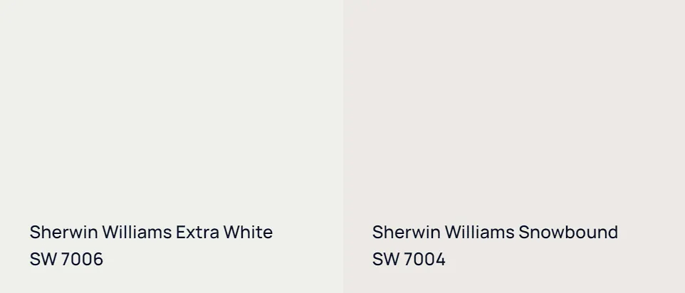 Sherwin Williams Extra White SW 7006 vs Sherwin Williams Snowbound SW 7004