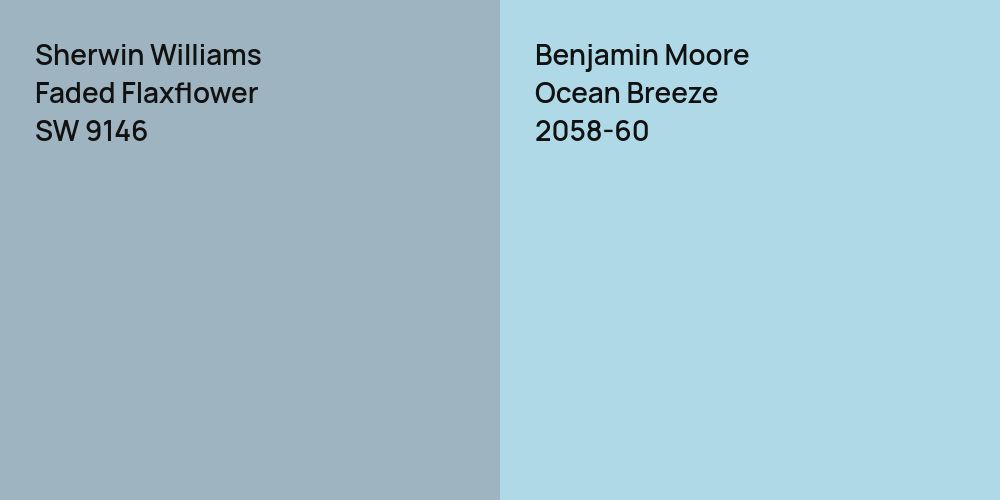 Sherwin Williams Faded Flaxflower vs. Benjamin Moore Ocean Breeze