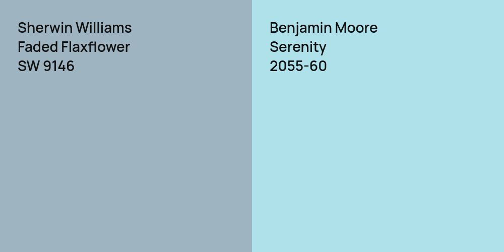 Sherwin Williams Faded Flaxflower vs. Benjamin Moore Serenity