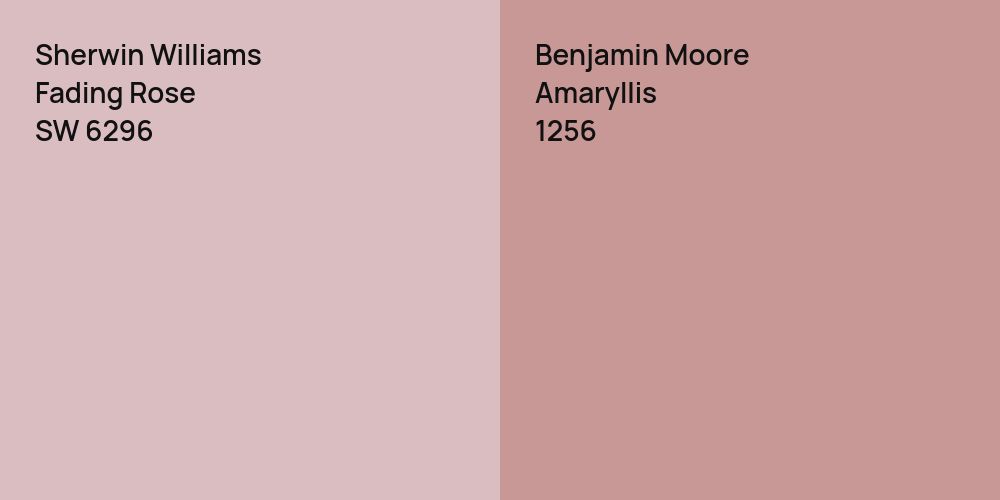 Sherwin Williams Fading Rose vs. Benjamin Moore Amaryllis