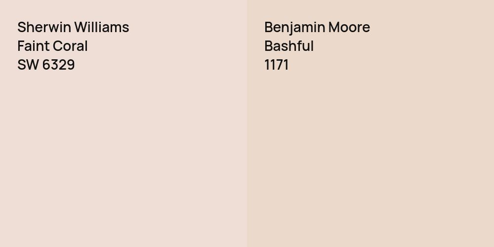 Sherwin Williams Faint Coral vs. Benjamin Moore Bashful