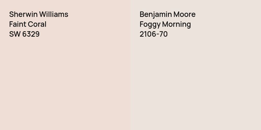 Sherwin Williams Faint Coral vs. Benjamin Moore Foggy Morning