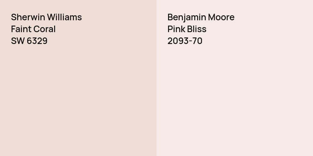 Sherwin Williams Faint Coral vs. Benjamin Moore Pink Bliss