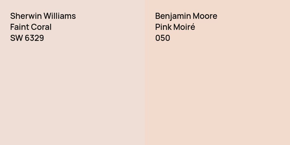 Sherwin Williams Faint Coral vs. Benjamin Moore Pink Moiré