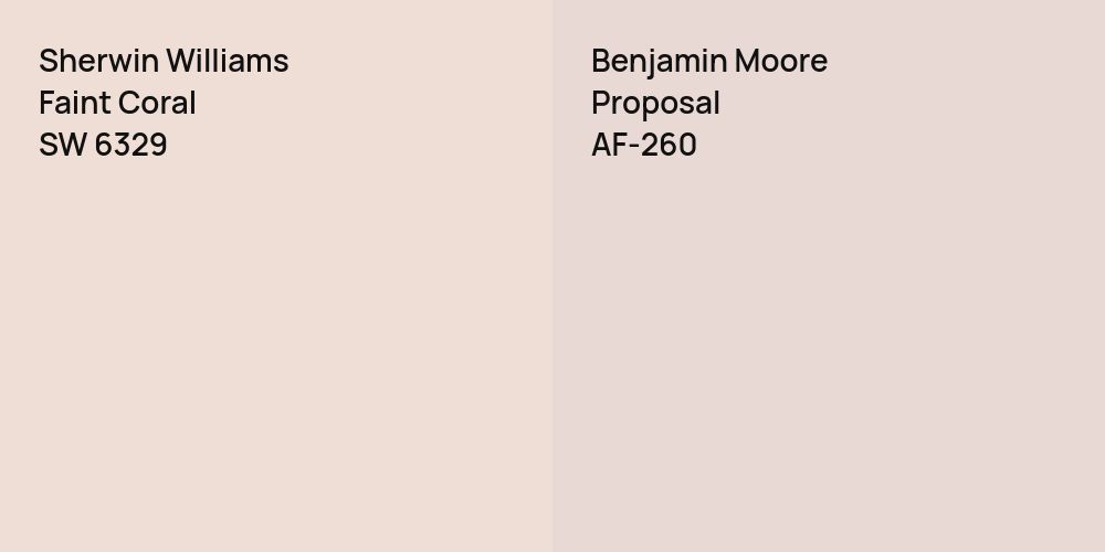 Sherwin Williams Faint Coral vs. Benjamin Moore Proposal