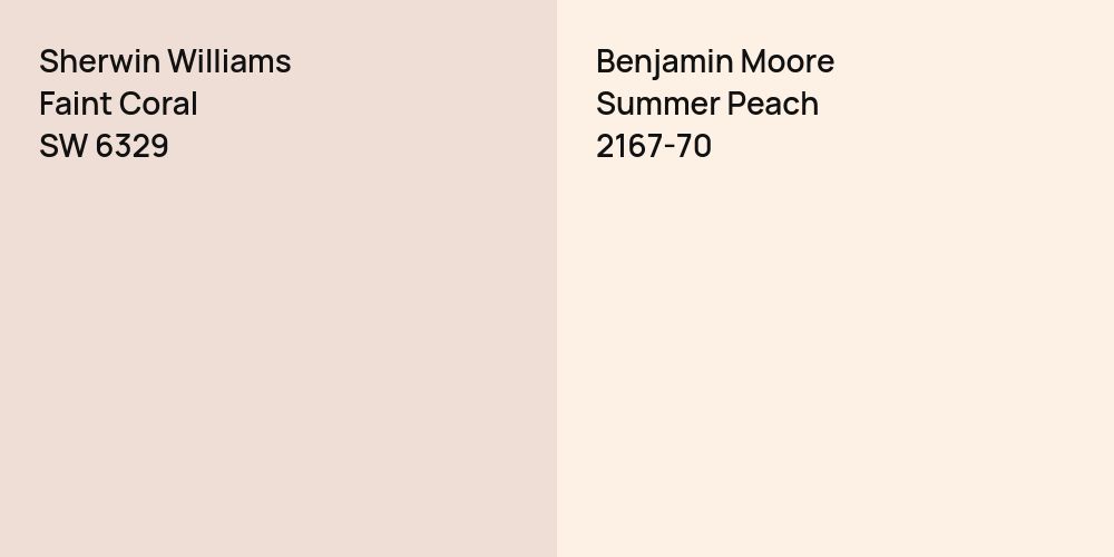 Sherwin Williams Faint Coral vs. Benjamin Moore Summer Peach