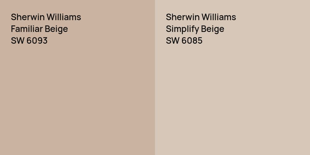 Sherwin Williams Familiar Beige vs. Sherwin Williams Simplify Beige