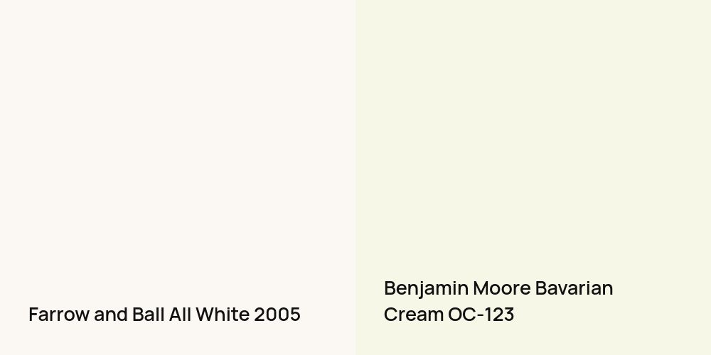 Farrow and Ball All White vs. Benjamin Moore Bavarian Cream