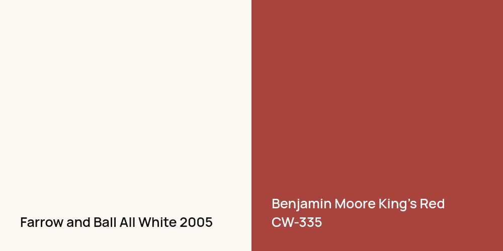 Farrow and Ball All White vs. Benjamin Moore King's Red