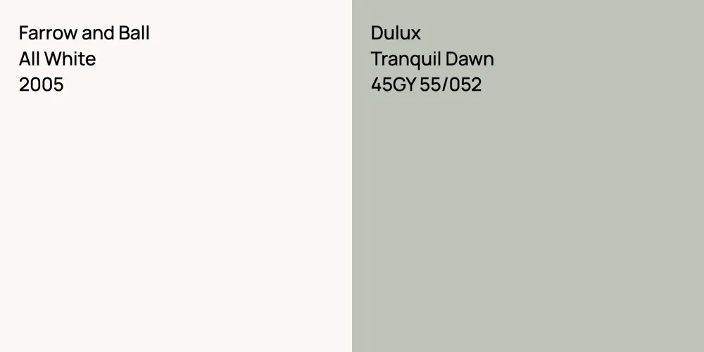 Farrow and Ball All White vs. Dulux Tranquil Dawn