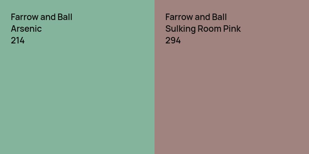 Farrow and Ball Arsenic vs. Farrow and Ball Sulking Room Pink