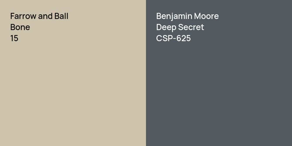 Farrow and Ball Bone vs. Benjamin Moore Deep Secret