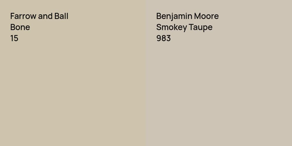 Farrow and Ball Bone vs. Benjamin Moore Smokey Taupe