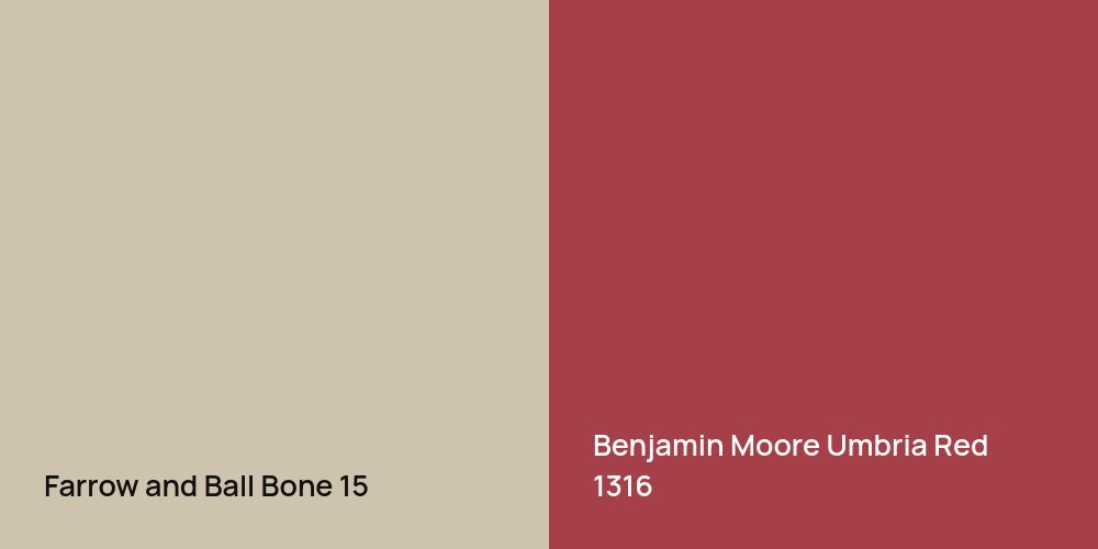 Farrow and Ball Bone vs. Benjamin Moore Umbria Red