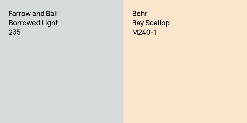 Farrow and Ball Borrowed Light vs. Behr Bay Scallop