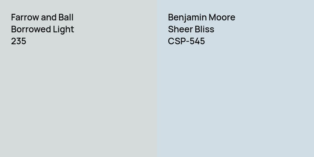 Farrow and Ball Borrowed Light vs. Benjamin Moore Sheer Bliss