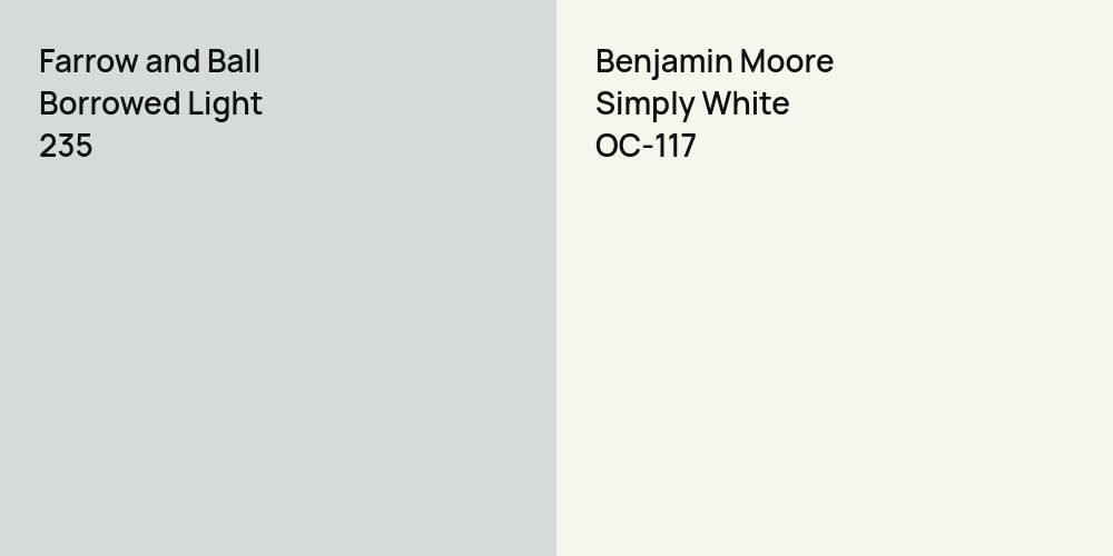 Farrow and Ball Borrowed Light vs. Benjamin Moore Simply White