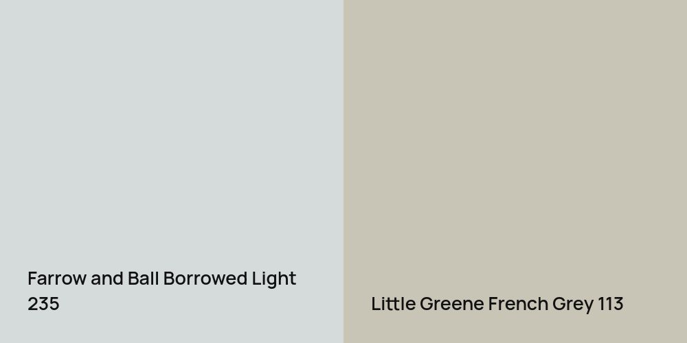 Farrow and Ball Borrowed Light vs. Little Greene French Grey