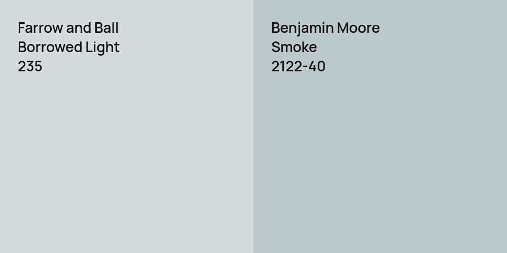 Farrow and Ball Borrowed Light vs. Benjamin Moore Smoke