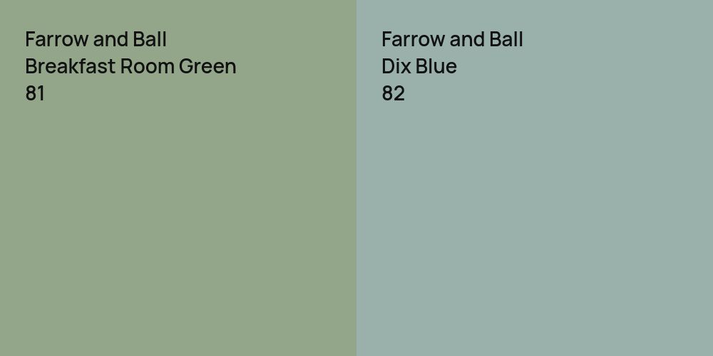 Farrow and Ball Breakfast Room Green vs. Farrow and Ball Dix Blue