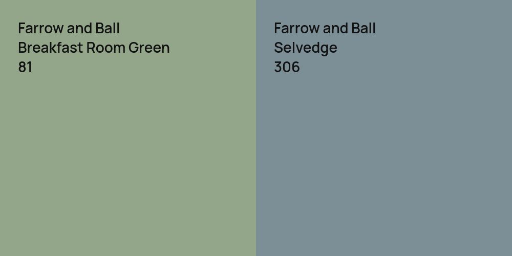 Farrow and Ball Breakfast Room Green vs. Farrow and Ball Selvedge